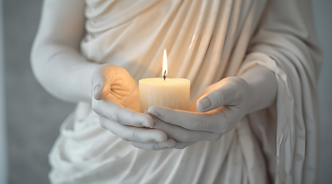 Statue holding a candle